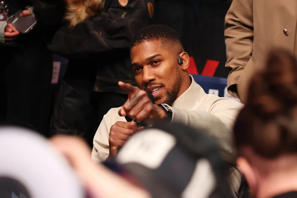 Anthony Joshua, ringside for Tyson Fury’s latest win, was called out by the ‘Gypsy King’ after the fight (Getty)