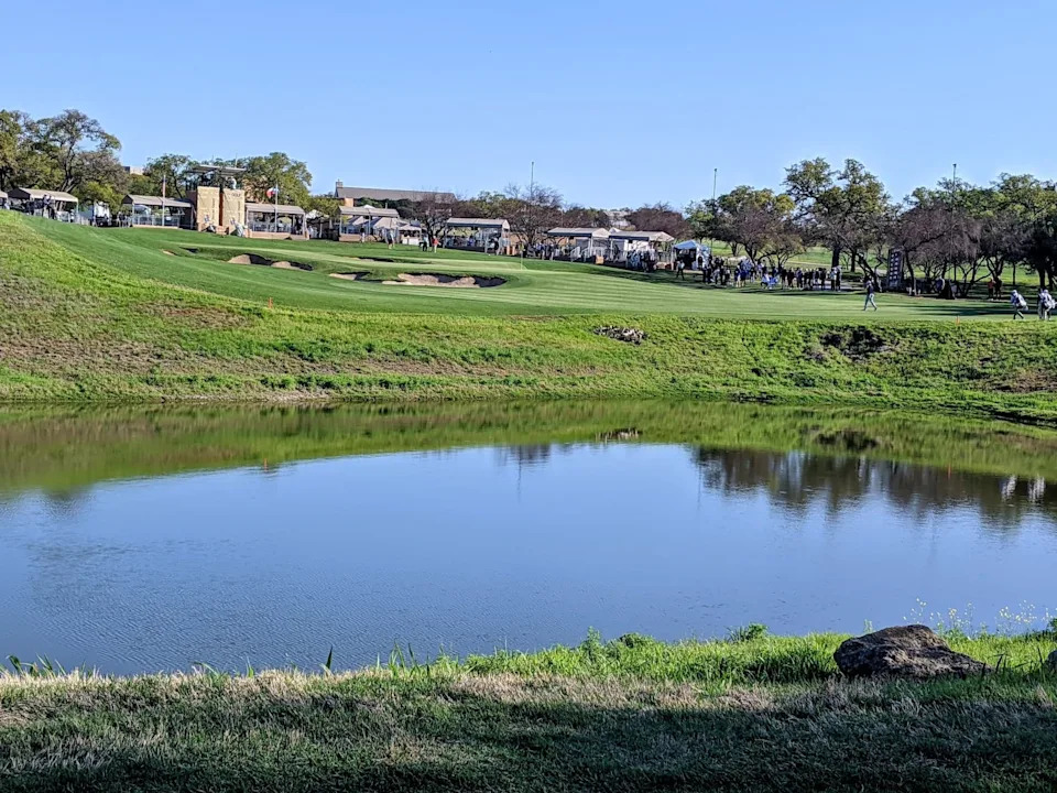 A view from the alternate 'Sergio tees' off the 16th tee at TPC San Antonio's Oaks Course. Sergio Garcia is said to have come up with the idea. (Photo by Tim Schmitt/Golfweek)
