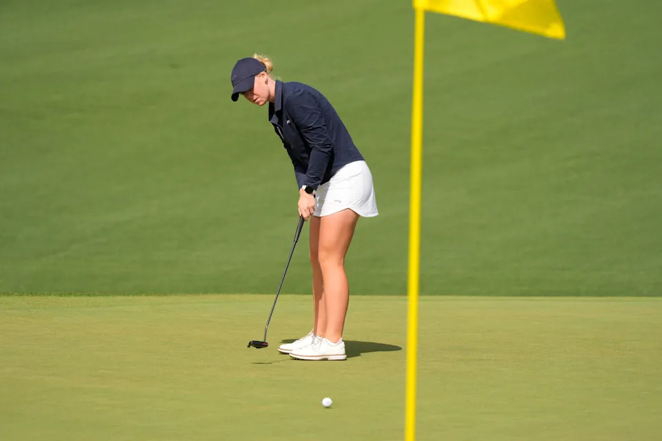 Meja Ortengren putts on the second green during the final round of the Augusta National Women's Amateur golf tournament at Augusta National Golf Club.