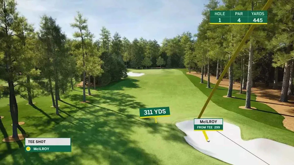 Rory McIlroy's tee shot at first hole