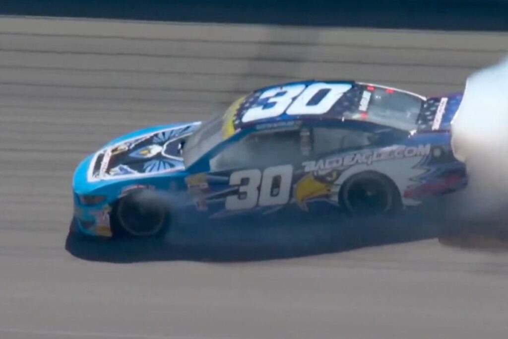 Cleetus McFarland’s top ten ARCA run at Kansas goes up in smoke