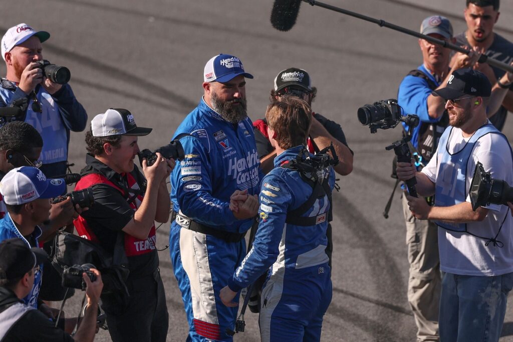 Video: Jason Kelce was part of winning NASCAR team at Talladega, assisting pit crew