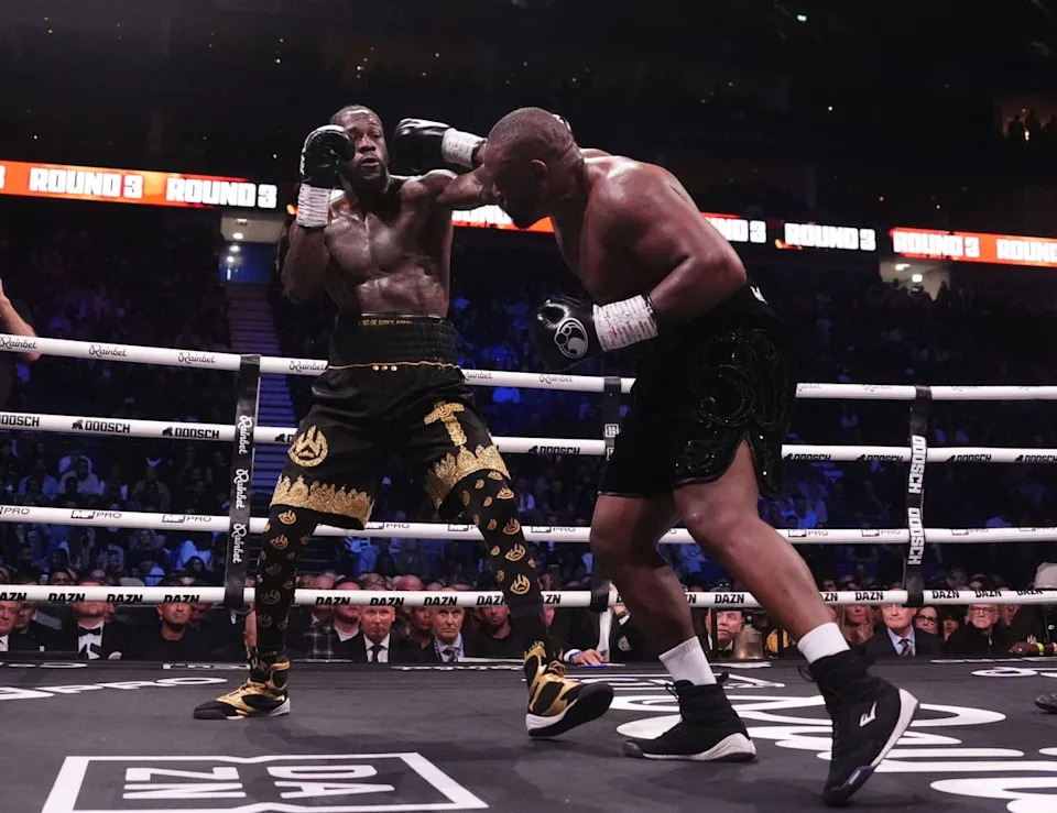 Chisora, right, and Wilder entertained the O2 Arena (Adam Davy/PA) (PA Wire)
