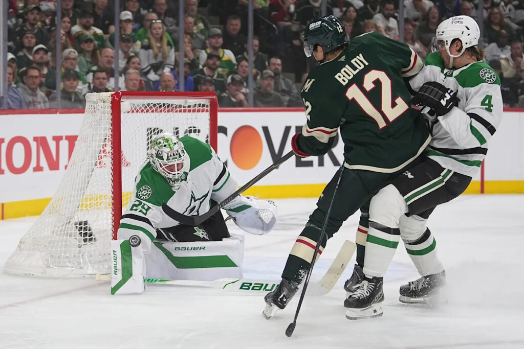Wild’s Boldy misses time in 1st period after face-planting from hit to head by Stars’ Benn