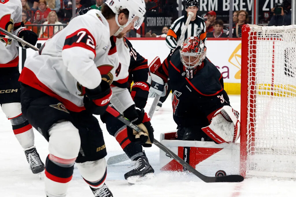 Frederik Andersen’s shutout leads Hurricanes past Senators in playoff series opener