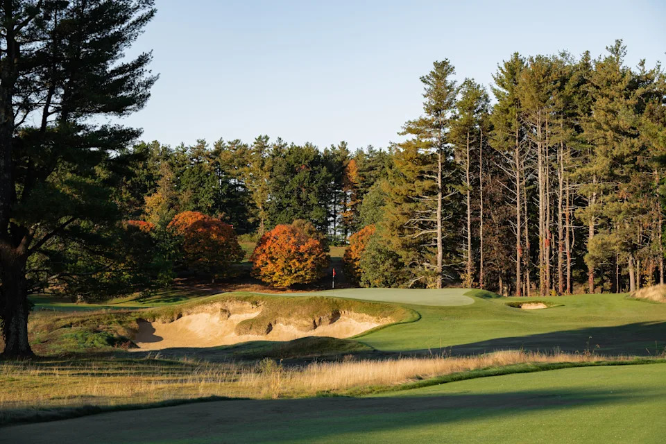 The par-3 16th hole at the new Pines course at The International in Bolton.