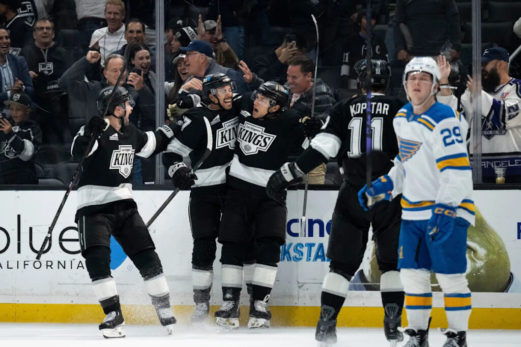 Trevor Moore’s overtime goal lifts Kings to 2-1 win over Blues and into playoff position