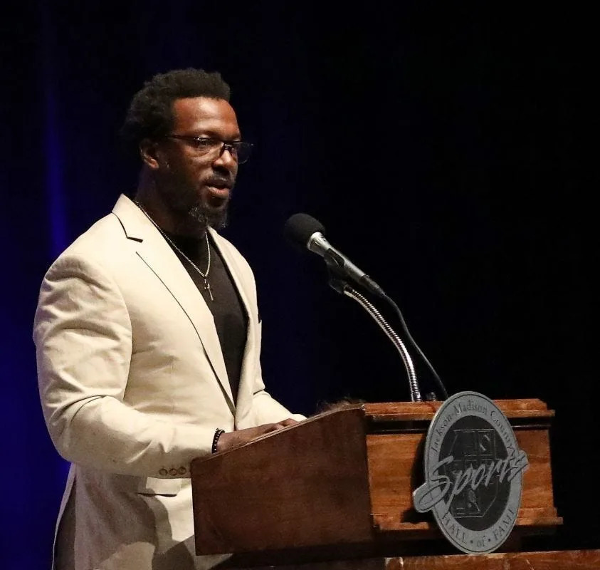 Patrick Willis, a former all-pro linebacker with the San Francisco 49ers, was the guest speaker for the 37th Annual Jackson-Madison County Hall of Fame Banquet that was held at the Carl Perkins Civic Center on Tuesday, March 28, 2023. The inductees for 2023 included James Johnny Gowe, Lee Mayhall, Tommy Sadler, and Tim Sikes. Jimmy Duke was recognized as the Billy Schrivner Distinguished Service Award, winner. High school and college athletes of the year and scholarship award winners were recognized during the banquet.