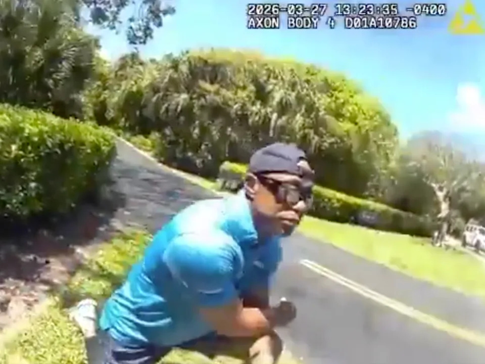 Tiger Woods was captured on bodycam during his arrest following a single-vehicle crash last Friday (Law&Crime)