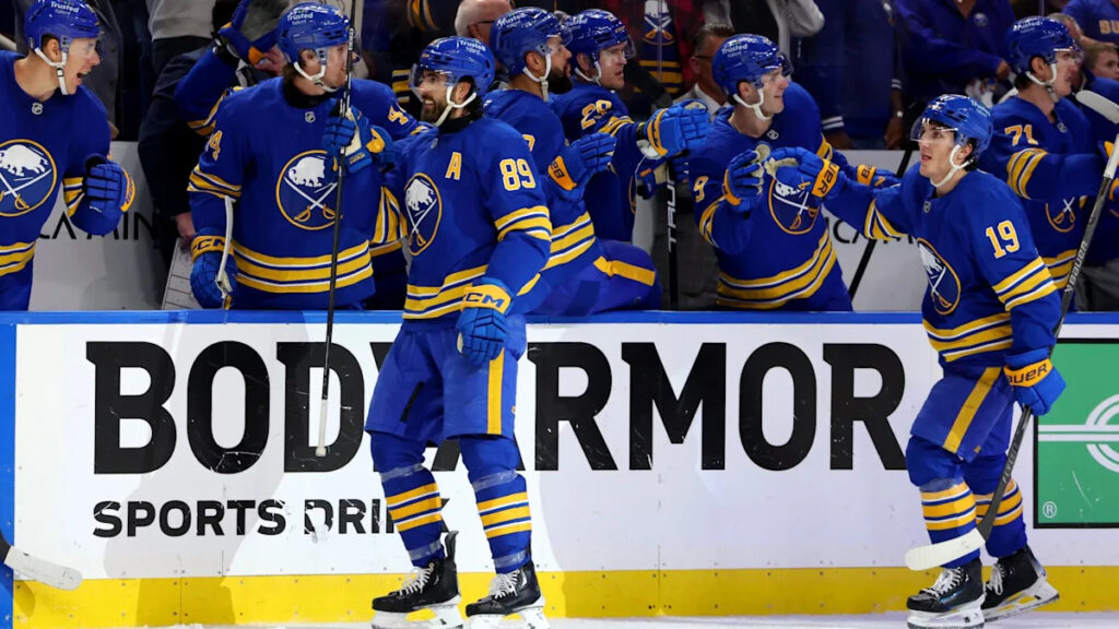 Sabres score four 3rd-period goals to beat the Bruins 4-3 in playoff opener