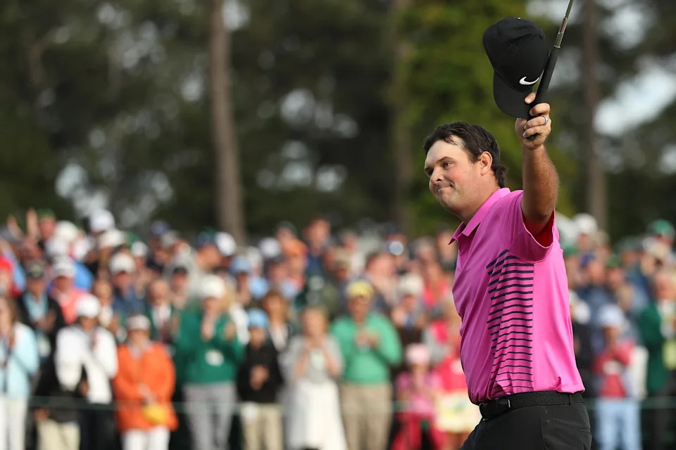AUGUSTA, GA - APRIL 08: Patrick Reed of the United States acknowledges the crowd after making par 18th green during the final round to win the 2018 Masters Tournament at Augusta National Golf Club on April 8, 2018 in Augusta, Georgia. (Photo by Patrick Smith/Getty Images)