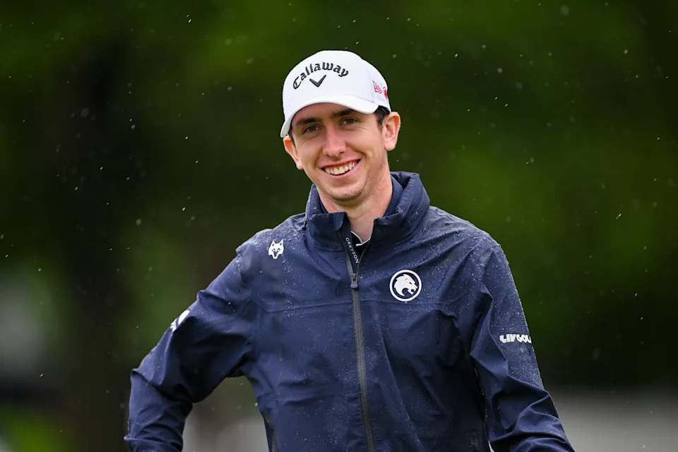 Tom McKibbin looks on from the putting green prior to the 2025 PGA Championship at Quail Hollow Club in Charlotte, North Carolina.