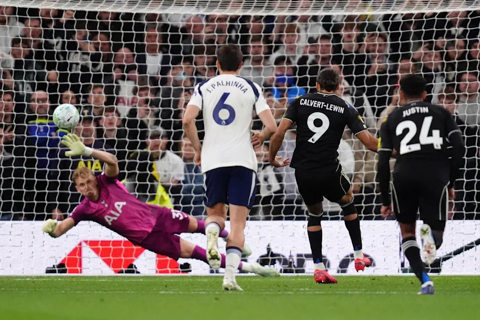 Dominic Calvert-Lewin scores Leeds’ equaliser from the penalty spot (PA Wire)