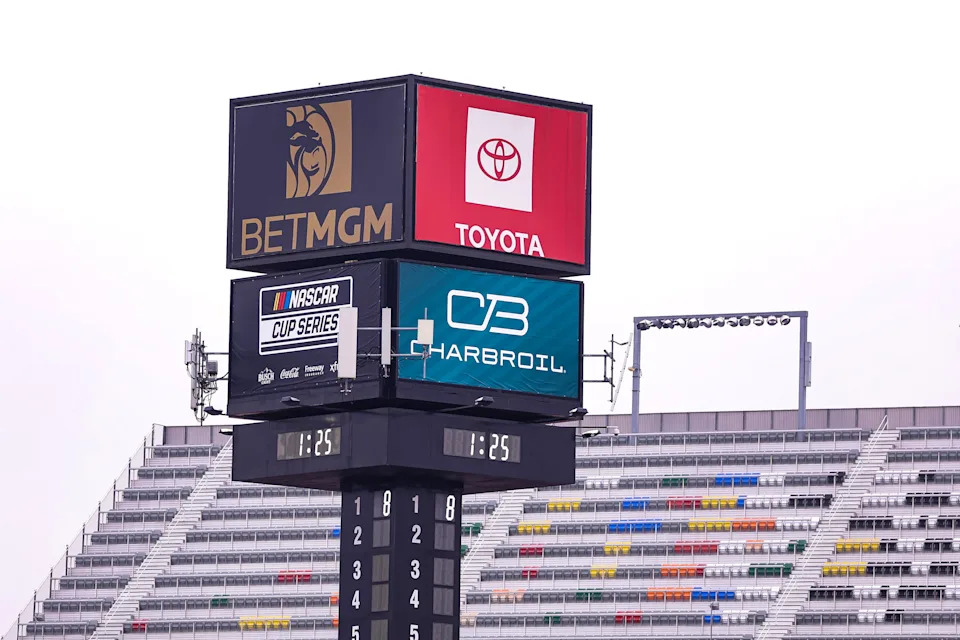Signage is seen honoring the late Kyle Busch.