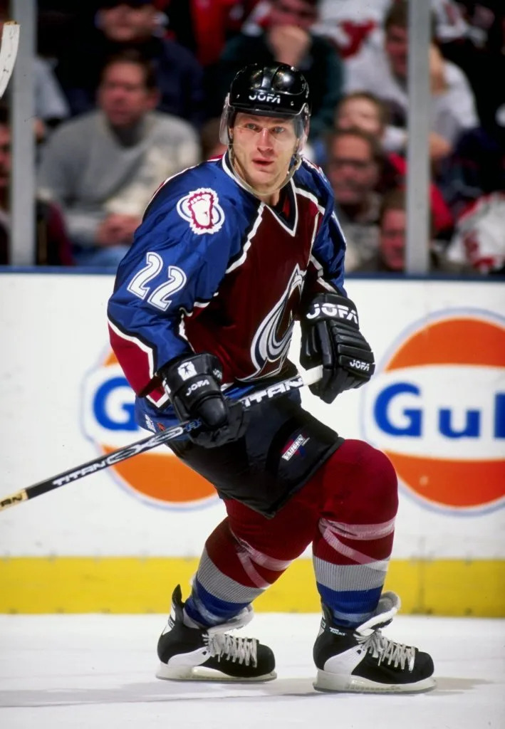 Right wing Claude Lemieux of the <a class="link " href="https://sports.yahoo.com/nhl/teams/colorado/" data-i13n="sec:content-canvas;subsec:anchor_text;elm:context_link" data-ylk="slk:Colorado Avalanche;sec:content-canvas;subsec:anchor_text;elm:context_link;itc:0" data-yga="{"yLinkElement":"context_link","yModuleName":"content-canvas","yLinkText":"Colorado Avalanche","ySubModuleName":"anchor_text","yHasCommerce":false}">Colorado Avalanche</a> in action during a game against the New Jersey Devils at the Continental Airlines Arena in East Rutherford, New Jersey. Getty Images
