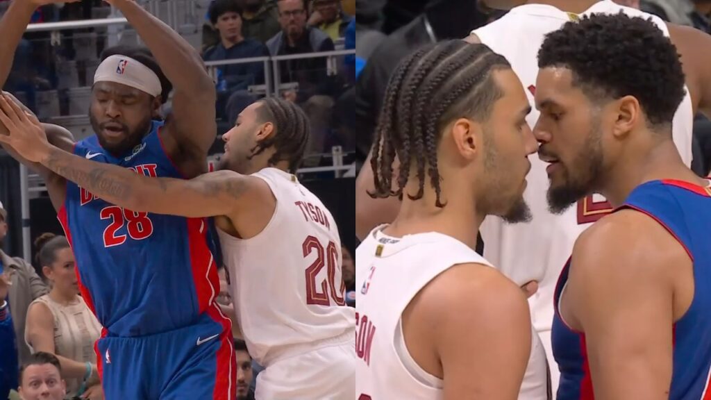 Tobias Harris goes face-to-face with Jaylon Tyson for hit to Isaiah Stewart after whistle
