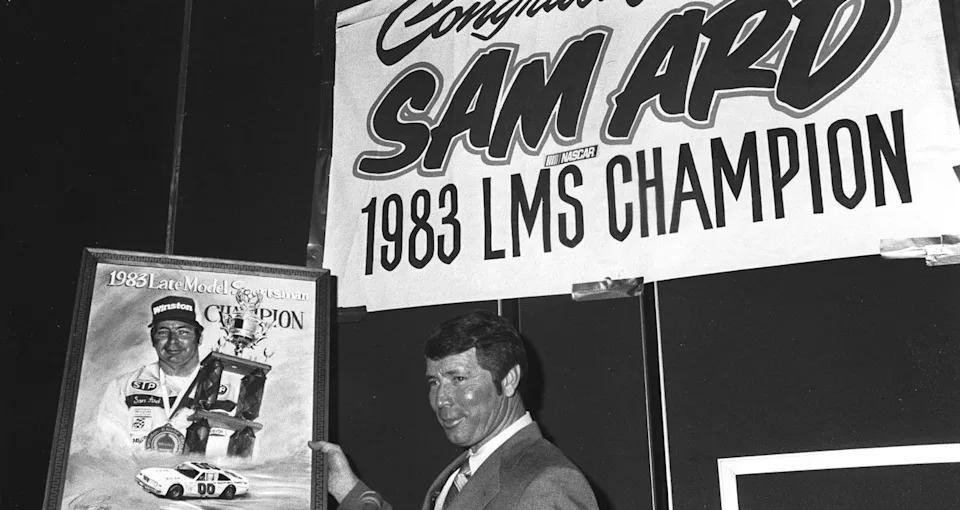 Sam Ard celebrates his 1983 championship in the series now known as the NASCAR O