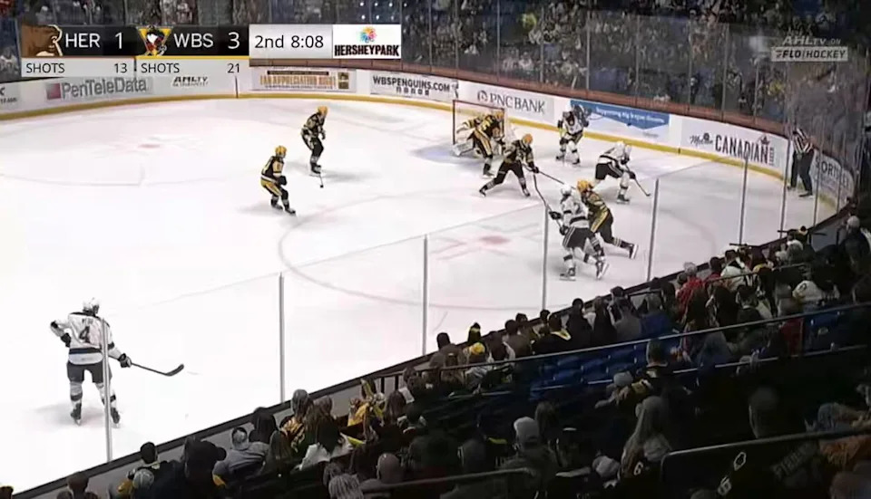 Penguins' top defensive prospect Harrison Brunicke takes a few liberties on Hershey player in Game 1 of AHL playoffs - Community Post