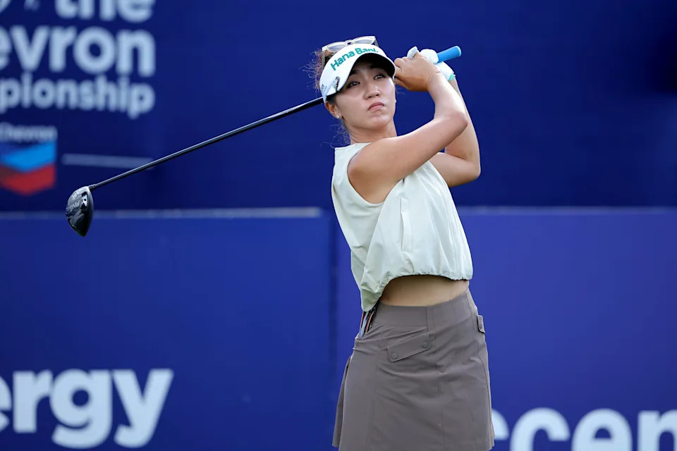 Apr 23, 2026; Houston, Texas, United States; Lydia Ko of New Zealand hits a tee shot on the first hole during the first round of The Chevron Championship golf tournament. Mandatory Credit: Erik Williams-Imagn Images