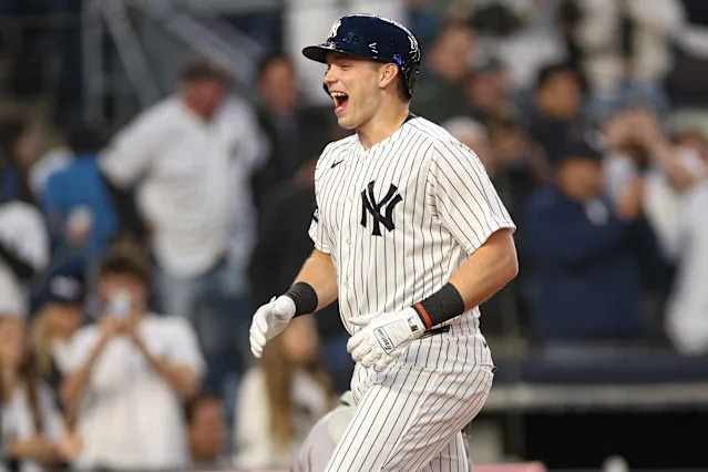 Ben Rice leads MLB with a 1.214 OPS, though he's sidelined for the moment by a bone bruise on his hand.