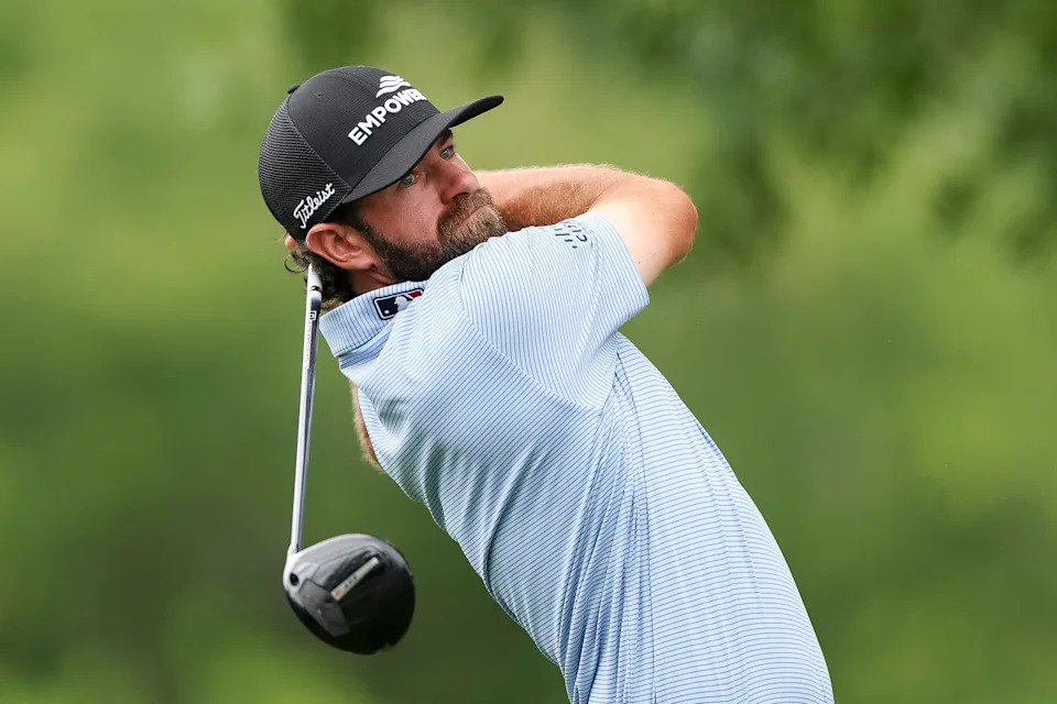 Cameron Young hits a tee shot on the second hole during the third round of the Truist Championship 2026 at Quail Hollow Country Club on May 09, 2026 in Charlotte, North Carolina.