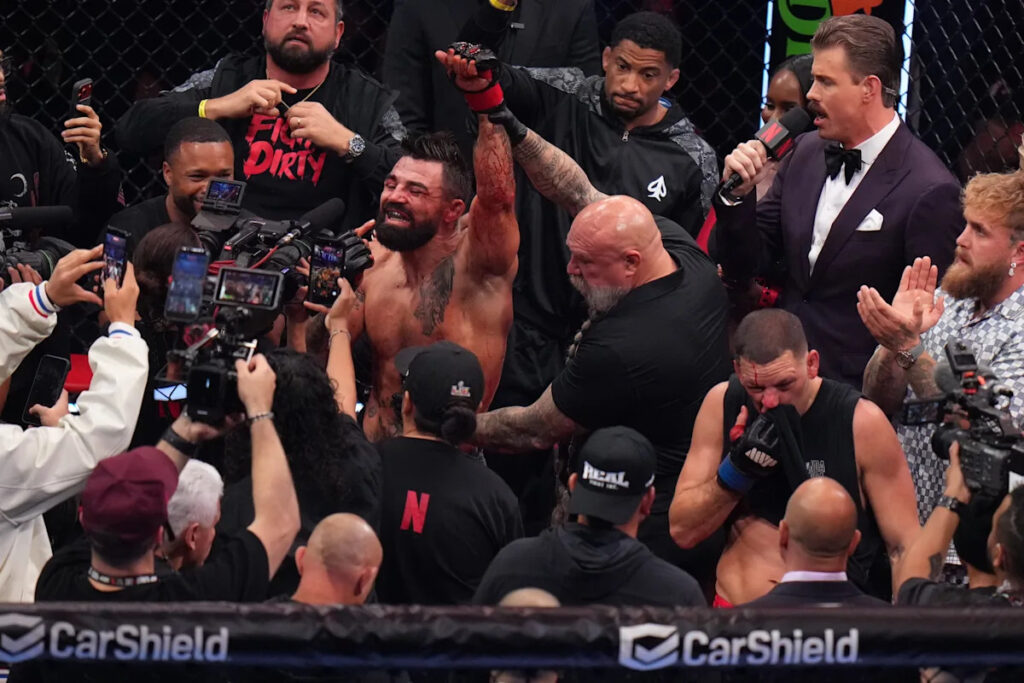 Rousey vs. Carano results: Mike Perry dominates Nate Diaz in a bloody TKO victory, immediately calls out Jake Paul