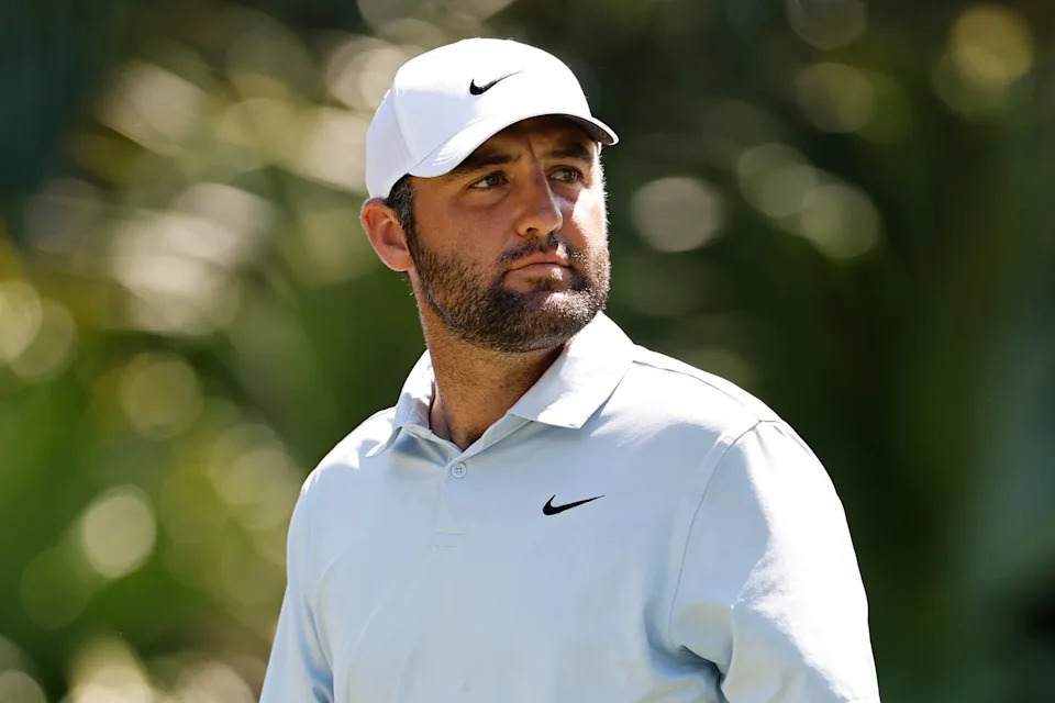 Scottie Scheffler of the United States looks on from the 12th tee during the third round of the Cadillac Championship 2026 at Trump National Doral Miami on May 02, 2026 in Doral, Florida.