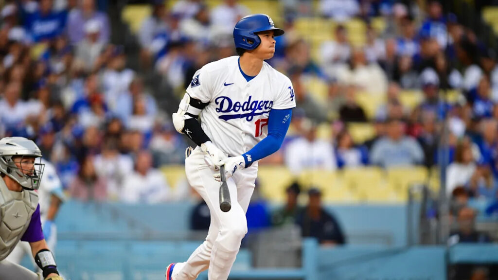 Dodgers’ Shohei Ohtani hit on the hand by a pitch, exits game against the Rockies