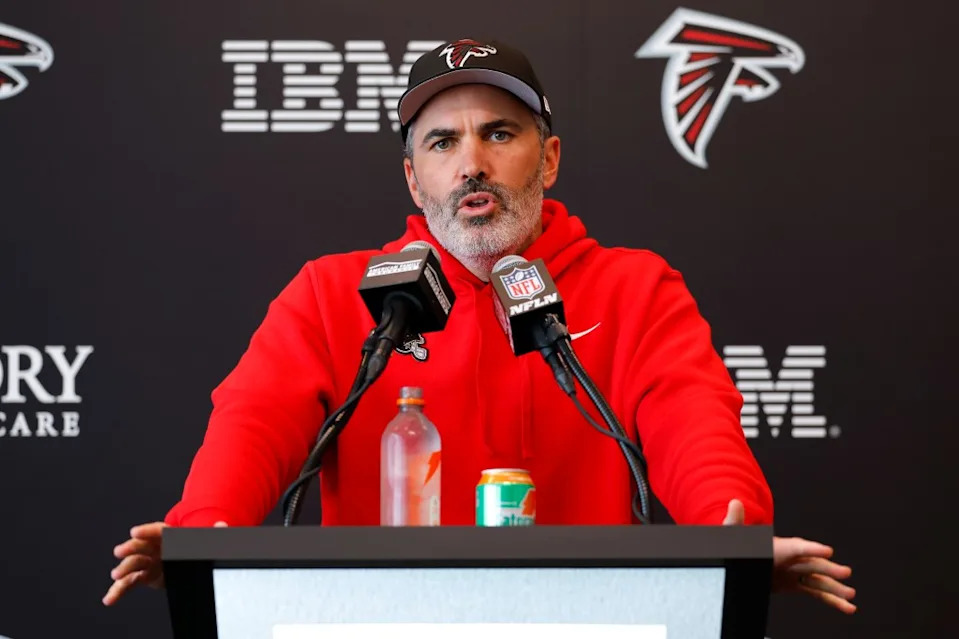 Falcons head coach Kevin Stefanski speaks to the media during OTA’s at IBM Performance Field on May 27, 2026 in Flowery Branch, Ga. Getty Images