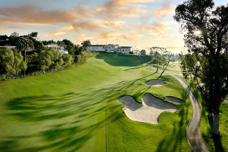 The 18th hole of the Riviera Country Club in the Pacific Palisades, California.