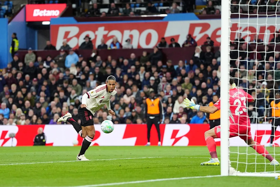 Virgil van Dijk scores the equaliser for Liverpool just after the restart (PA)