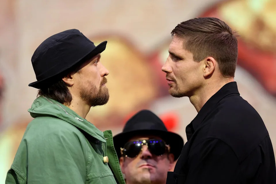 Usyk facing off with kickboxing icon Rico Verhoeven (Getty)