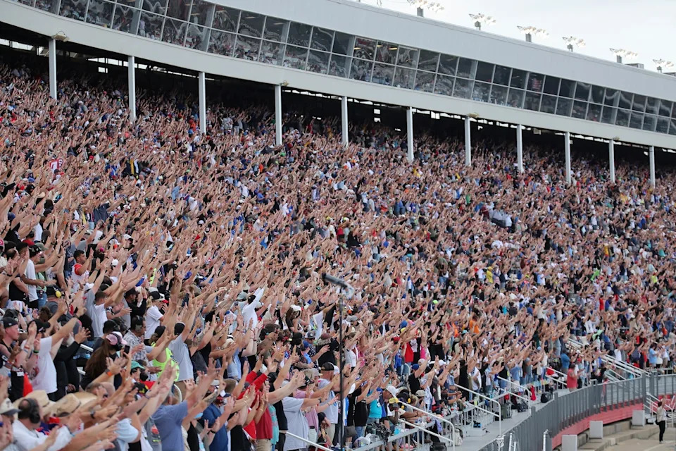 Fans gesturing number 8 for Kyle Busch