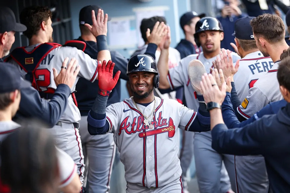 The Braves added four runs in the second inning, two on a bases-loaded single by Ozzie Albies Getty Images
