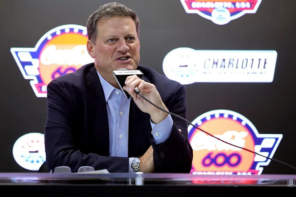 NASCAR CEO Steve O'Donnell at press conference discussing the death of Kyle Busch