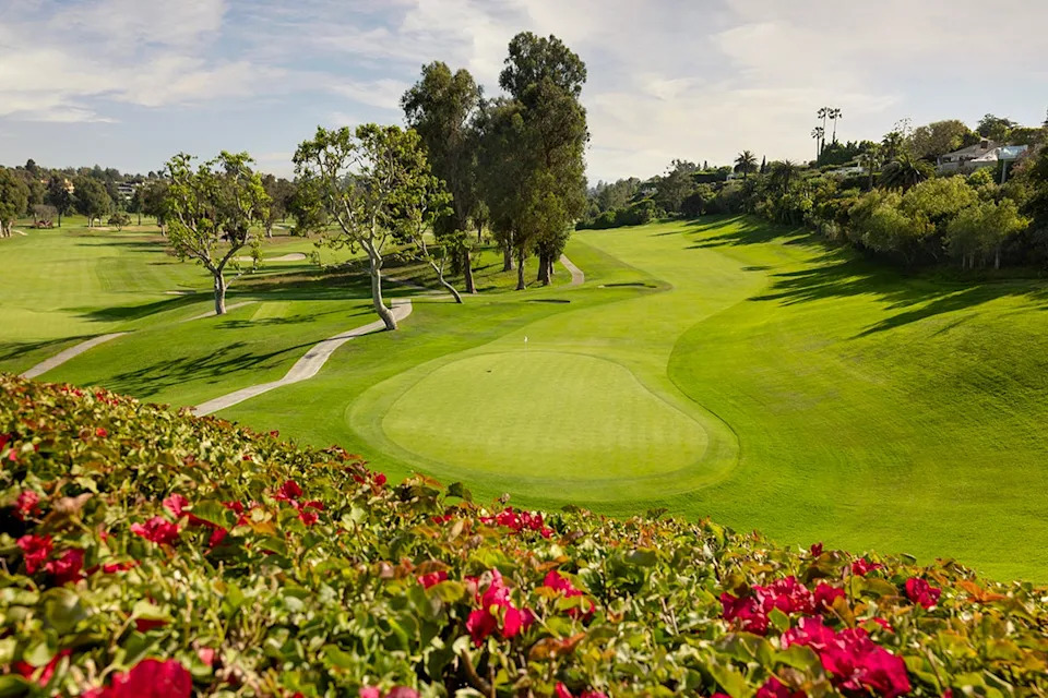 The 18th hole of the Riviera Country Club in the Pacific Palisades, California.