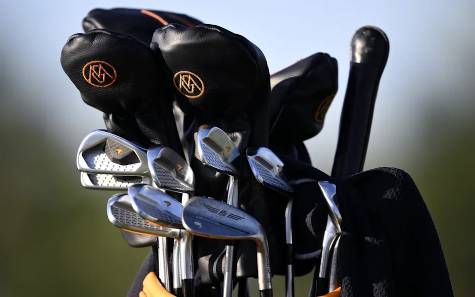A detailed view of the clubs of Justin Rose of England on the second green prior to the Cadillac Championship 2026 at Trump National Doral Miami on April 29, 2026 in Doral, Florida