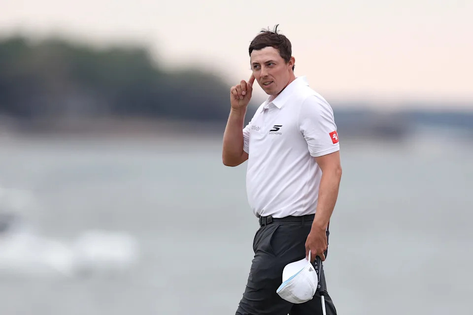 Matthew Fitzpatrick of England celebrates after winning the RBC Heritage 2026 at Harbour Town Golf Links on April 19, 2026 in Hilton Head Island, South Carolina.