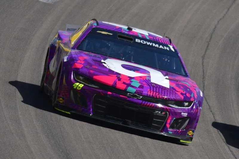 Mar 3, 2024; Las Vegas, Nevada, USA; NASCAR Cup Series driver Alex Bowman (48) during the Pennzoil 400 at Las Vegas Motor Speedway. Mandatory Credit: Gary A. Vasquez-USA TODAY Sports