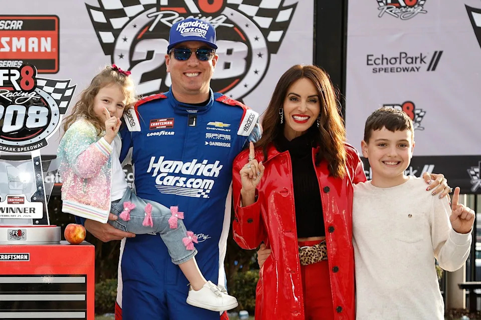 Kyle Busch, Samantha Busch and their kids, Lennix and BrextonCredit: Sean Gardner/Getty