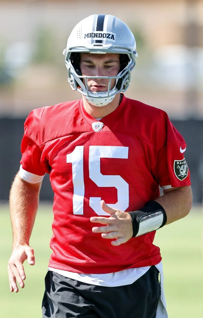 Fernando Mendoza at Raiders practice on May 20, 2026. Getty Images