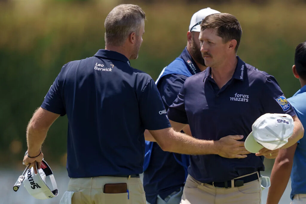 Mackenzie Hughes’ tee shot hits cameraman in head at Truist Championship and then bounces onto green