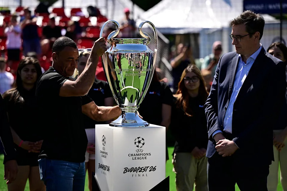 The Uefa Champions League trophy in Budapest, Hungary (Reuters)