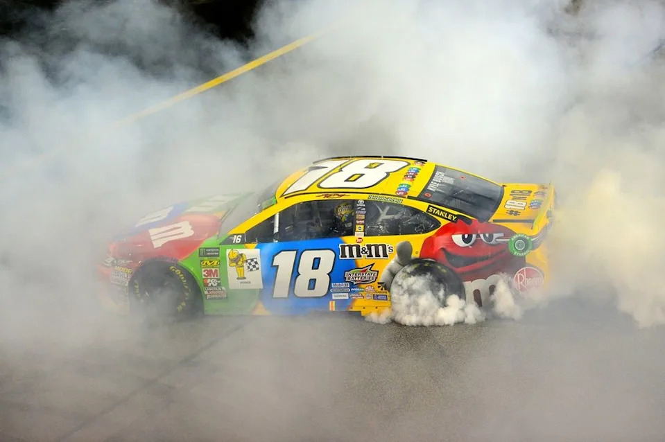 Kyle Busch after 2018 Richmond win, No. 18 Joe Gibbs Racing Toyota