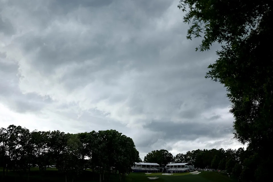 A general view of the 15th hole during the first round of the Truist Championship 2026 at Quail Hollow Country Club on May 07, 2026 in Charlotte, North Carolina.
