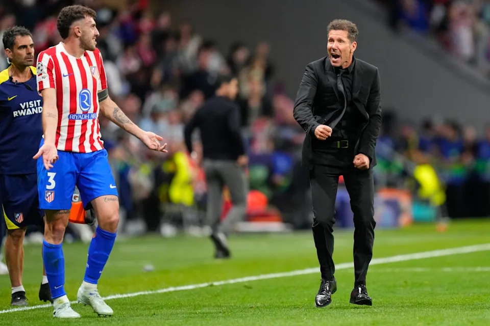 Arsenal accused Simeone of provoking the referee during the on-pitch review of the Eze penalty incident (AP)