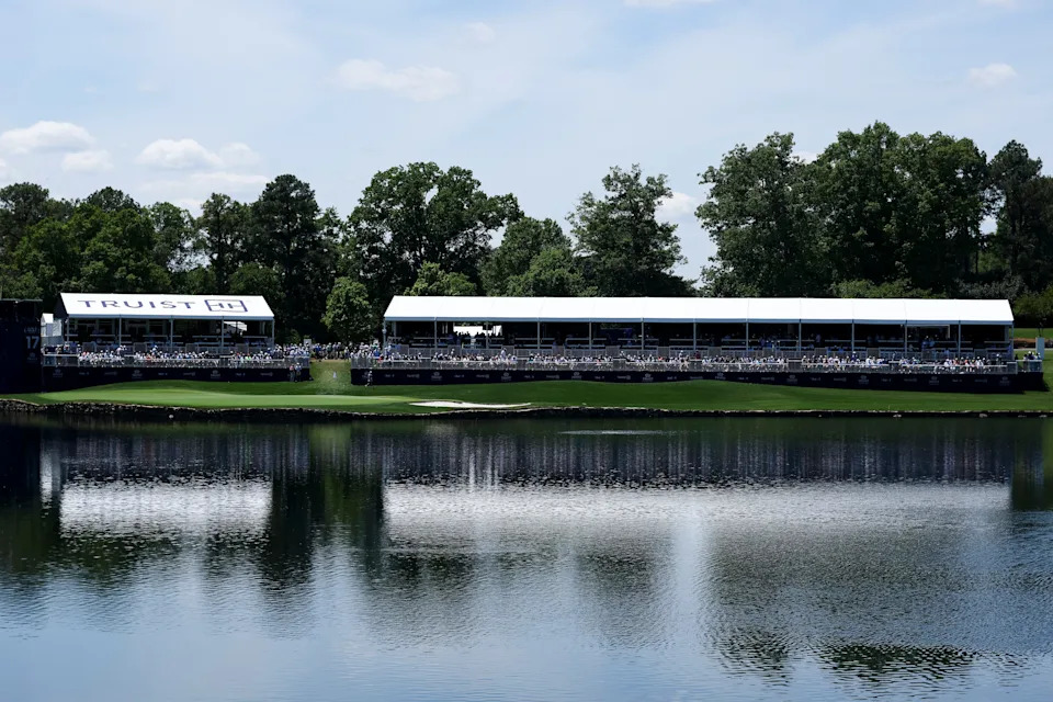 A general view of the 17th hole during the second round of the Truist Championship 2026 at Quail Hollow Country Club on May 08, 2026 in Charlotte, North Carolina.