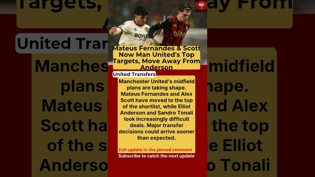 Manchester United Prioritize Mateus Fernandes and Alex Scott as Midfield Transfer Plans Evolve