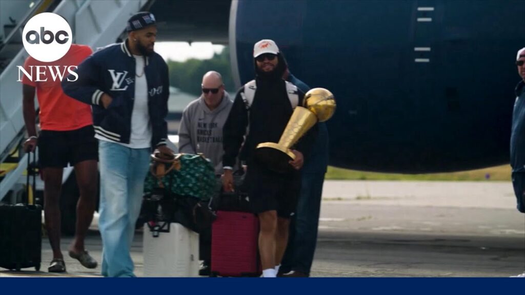 Knicks return home after winning NBA championship