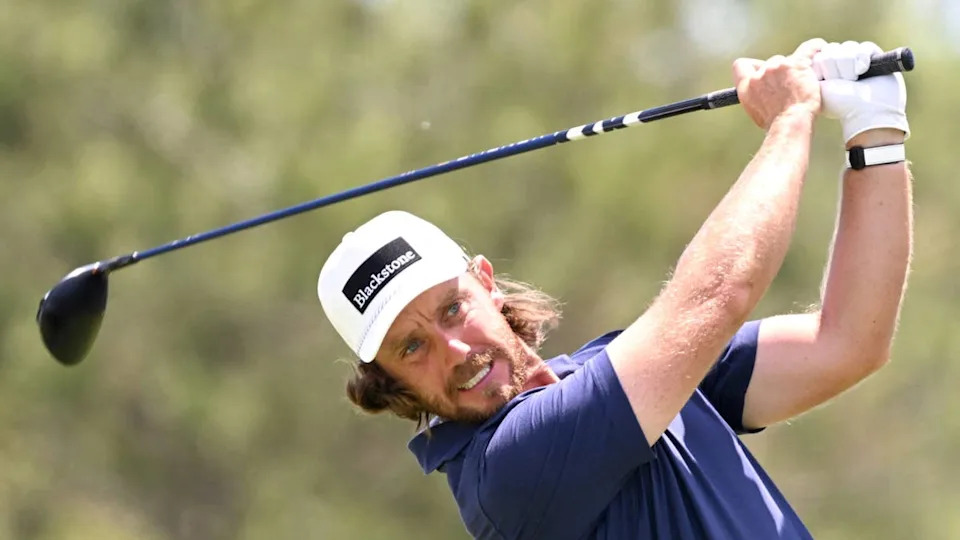 Tommy Fleetwood hits his tee shot at the second hole during the third round of the RBC Canadian Open. June 13, 2026; Caledon, Ontario, CAN. Credit: Dan Hamilton-Imagn Images